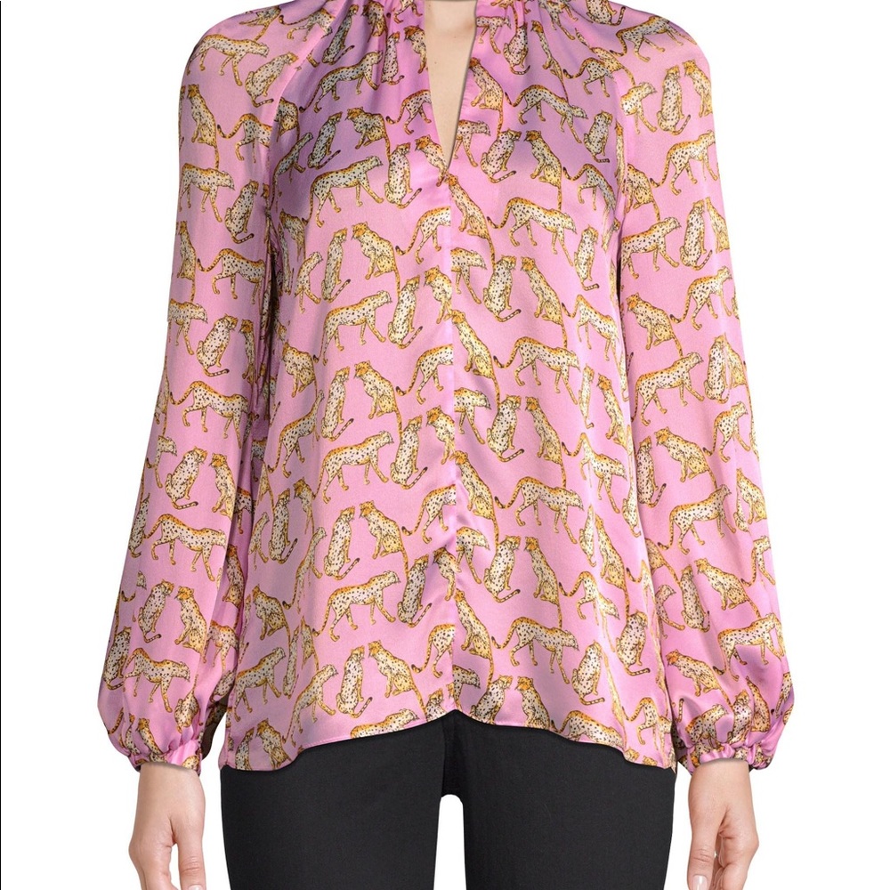 Milly Silk Cheetah Print Blouse Top Shirt Size 0